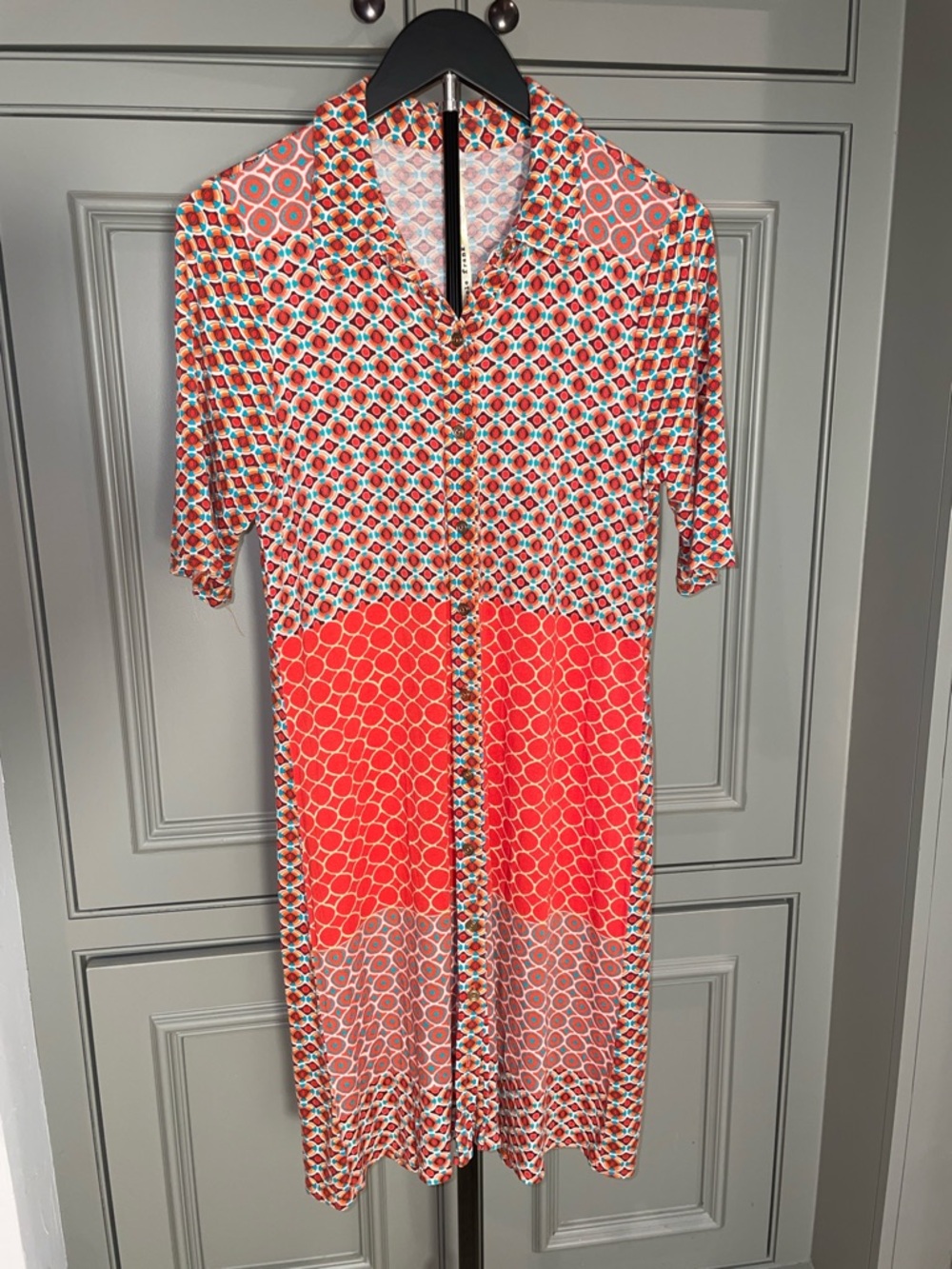 Uncle Frank Retro Mod Shirt Dress Dopamine Geo Print Y2K Artsy Indie Chic